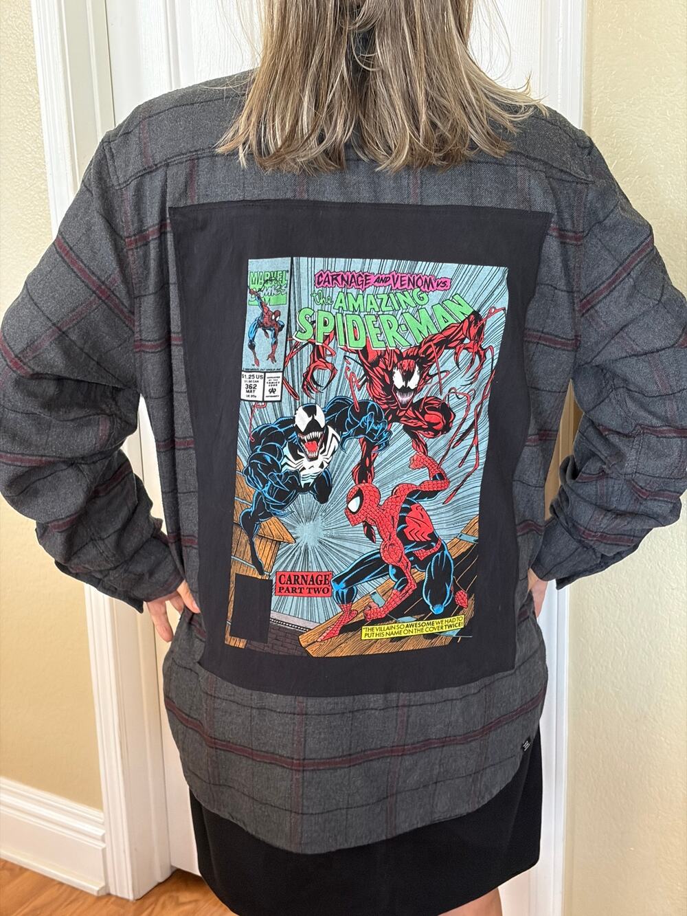 Spiderman Marvel Upcyceld Flannel Shirt unisex X-Large XL